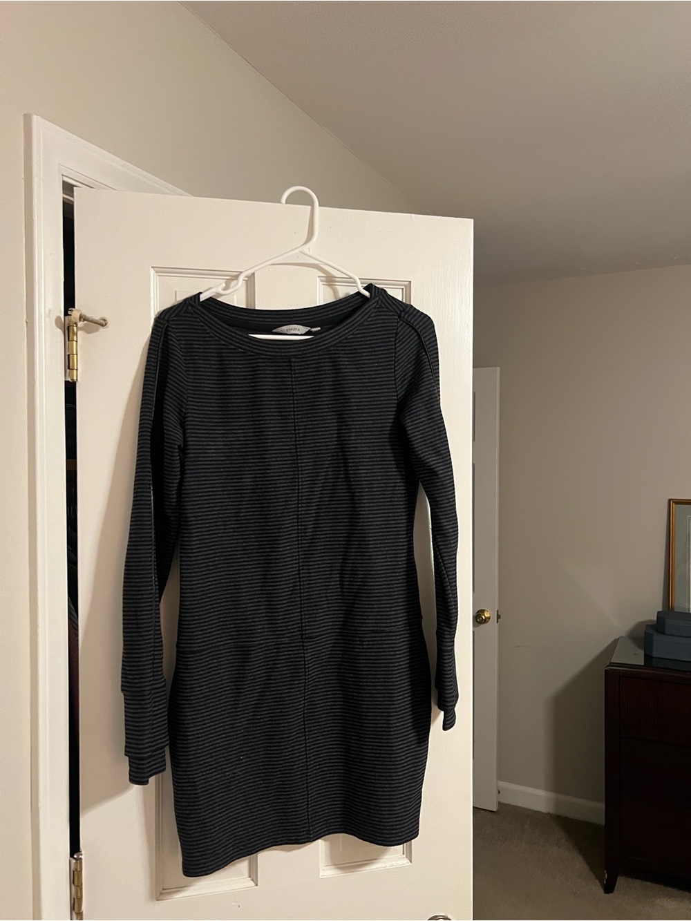 Athleta Black Long-Sleeve Ribbed Dress